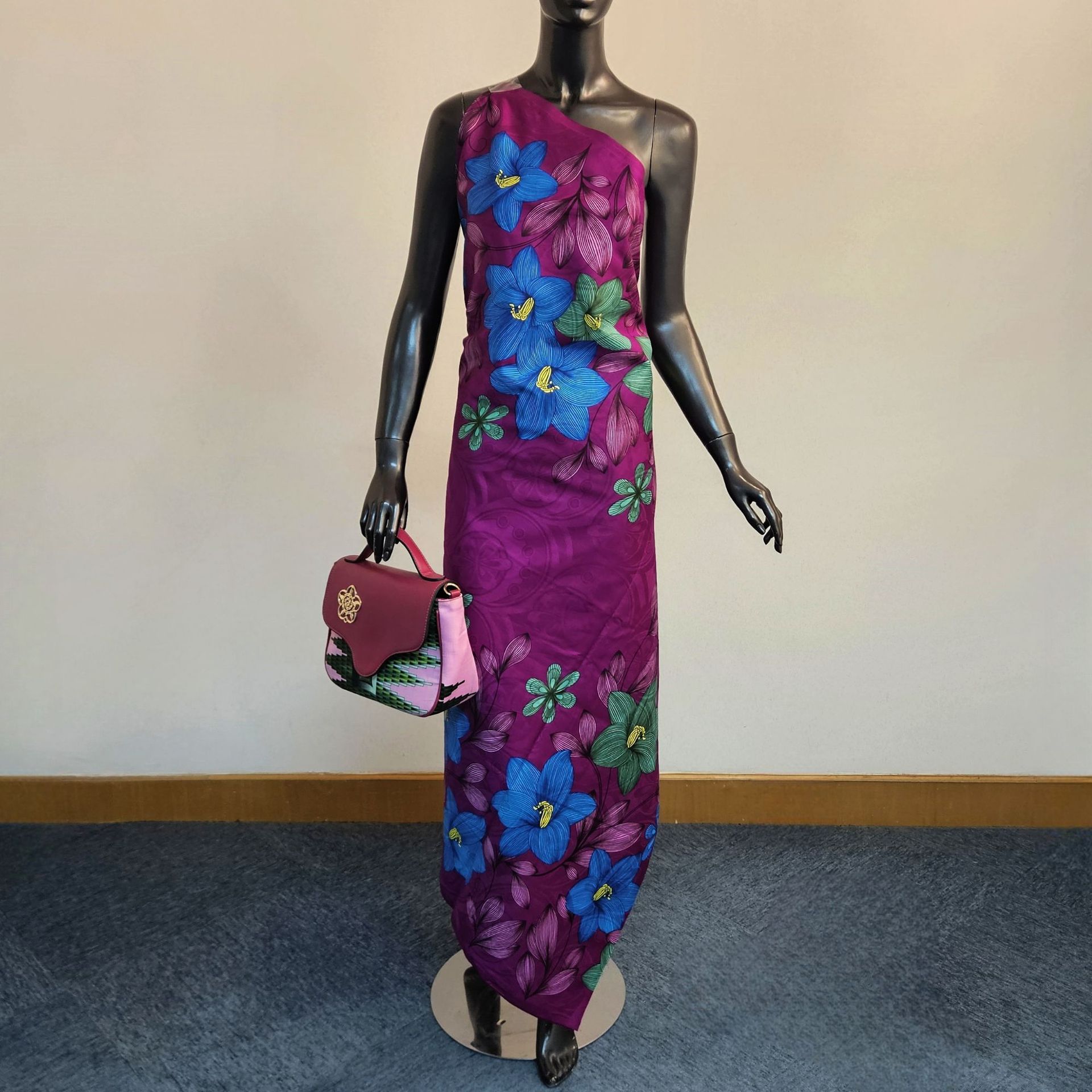 Sewing Jackets - 紫青色の綿に花柄がプリントされたアフリカのワックス生地、バティック生地、DIY縫製用、服、ジャケット、クッション、テーブルクロス用 R6065