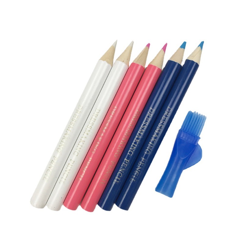 Tailor Chalk Marker - 3/6 個水溶性ファブリック鉛筆ブラシキャップ付きテーラーマーキングチョークドレスメーカー用縫製トレースホームテーラリングツール