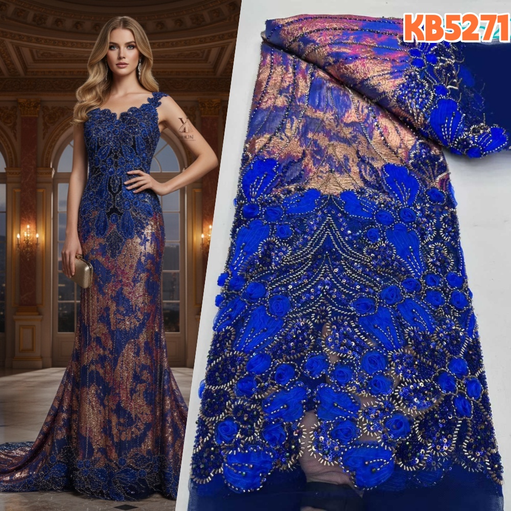 Sewing Velvet Fabric - ナイジェリアレース生地 5 ヤード高品質 2025 シーケンスベルベットレース生地ビーズ刺繍フランスメッシュ縫製用 KB5271