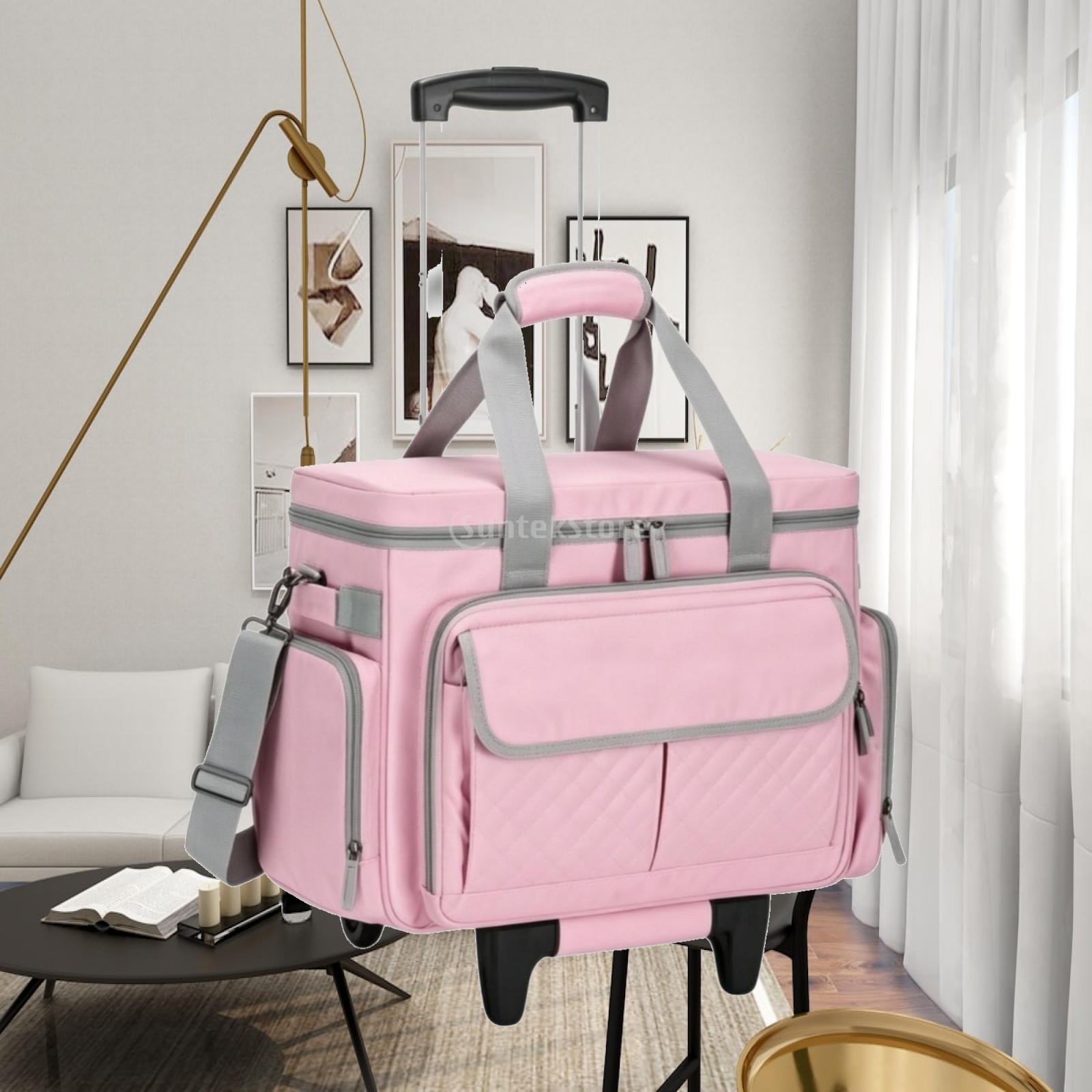 Sewing Roll - ローリングミシンバッグ 多ポケットミシンケース（ホイール付き） トロリートートバッグ（ホイール付き） 取り外し可能なキャリア