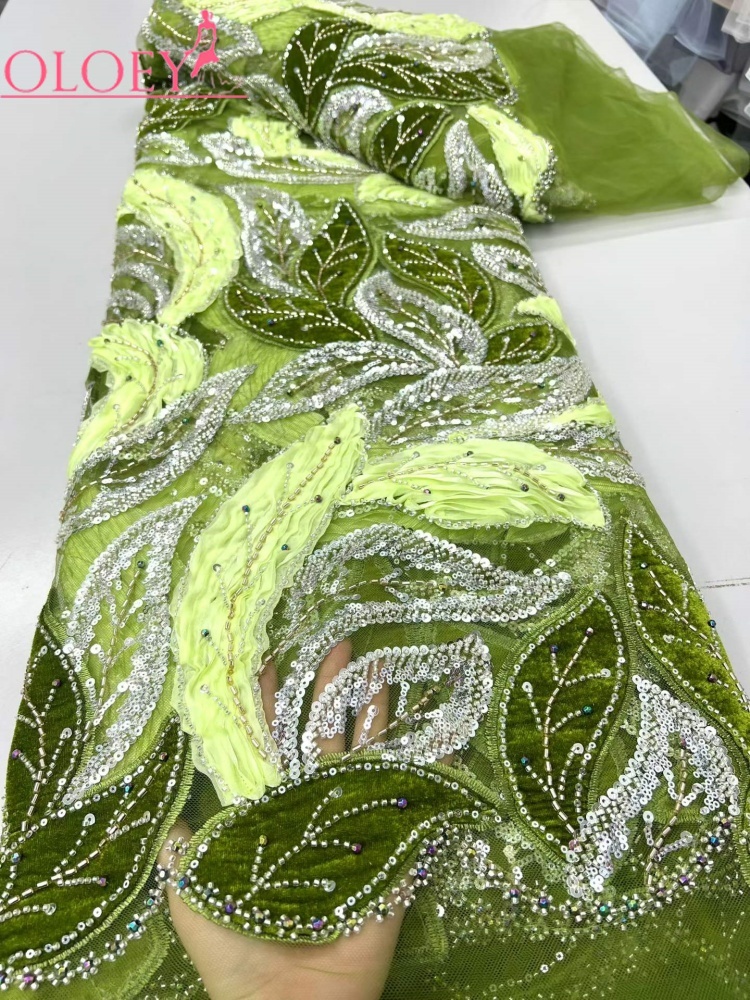 Sewing Velvet Fabric - OLOEYラグジュアリーアフリカンスパンコールビーズベルベットメッシュレース生地 フレンチチュールレース 宴会・イブニングパーティードレス用縫製生地