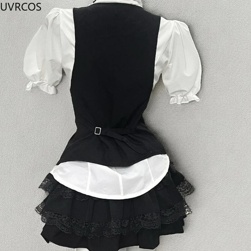 Y2k 美的ロリータスタイル甘い 3 点セット女性フリルパフ - Sewing Vest のレビューと価格