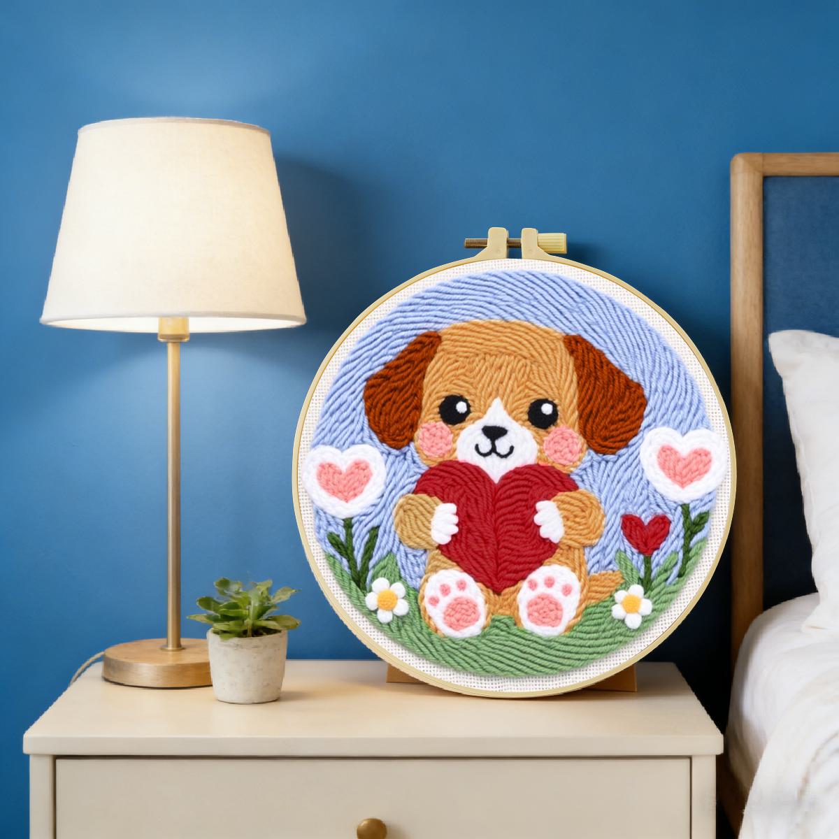 20X20CM/7.87インチ犬柄パンチニードル刺繍セットキ - Is Sewing Textile Art のレビューと価格