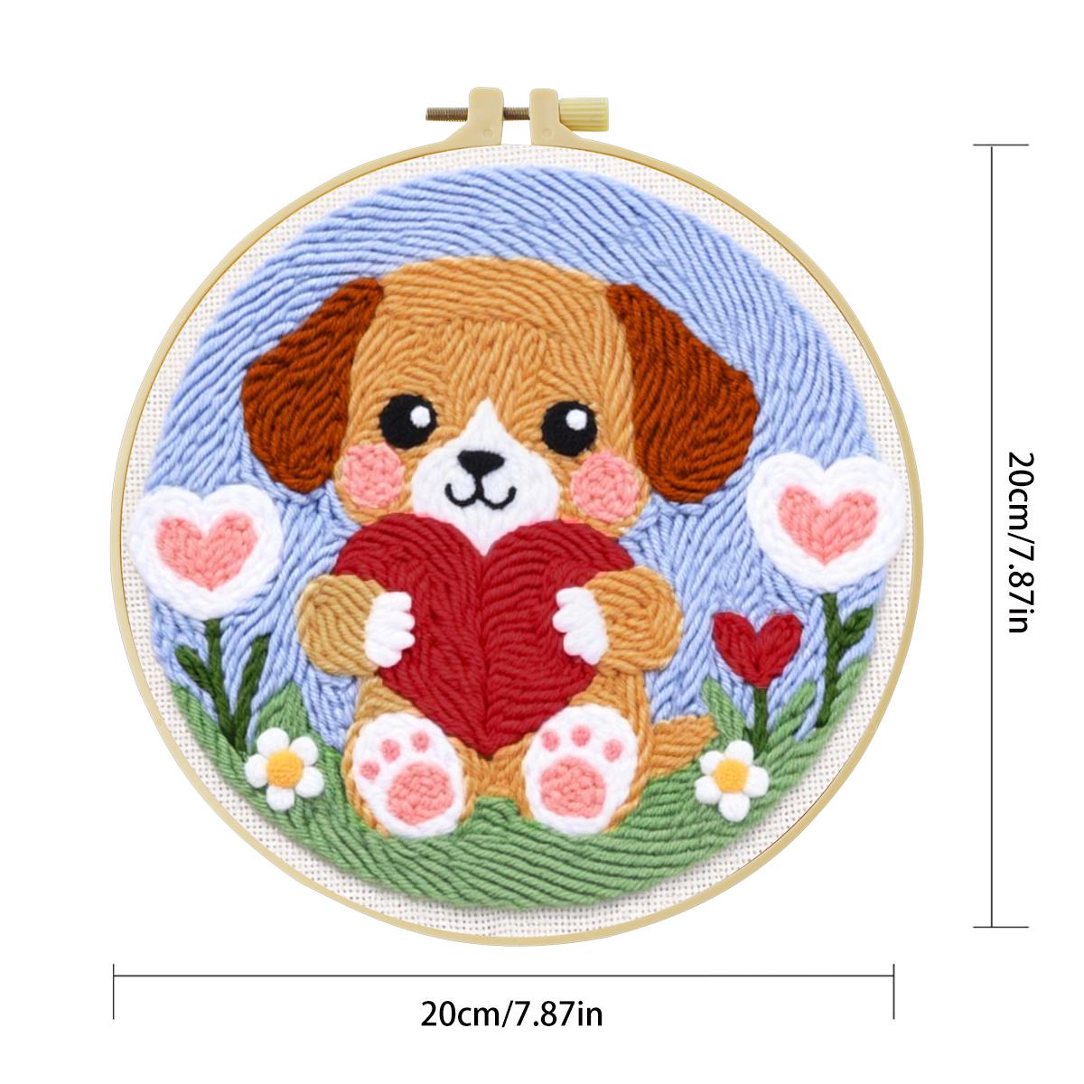 20X20CM/7.87インチ犬柄パンチニードル刺繍セットキ - Is Sewing Textile Art のレビューと価格