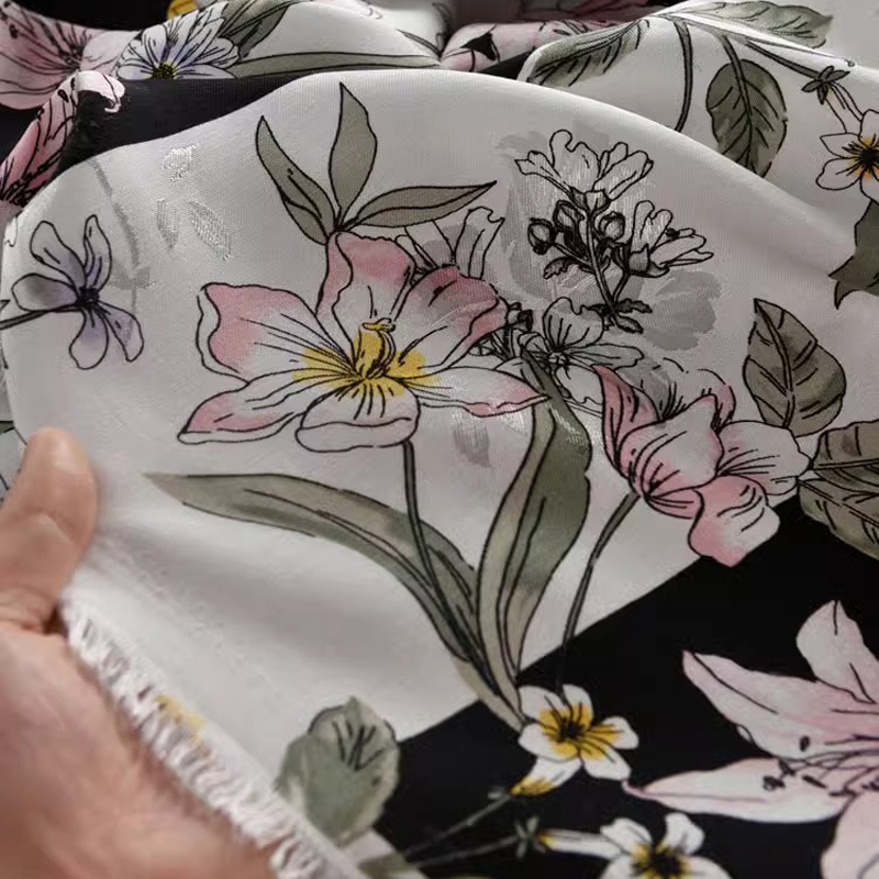 ストライププリントのコットン生地,花柄,白黒,幅145cm, - Sewing Jackets のレビューと価格