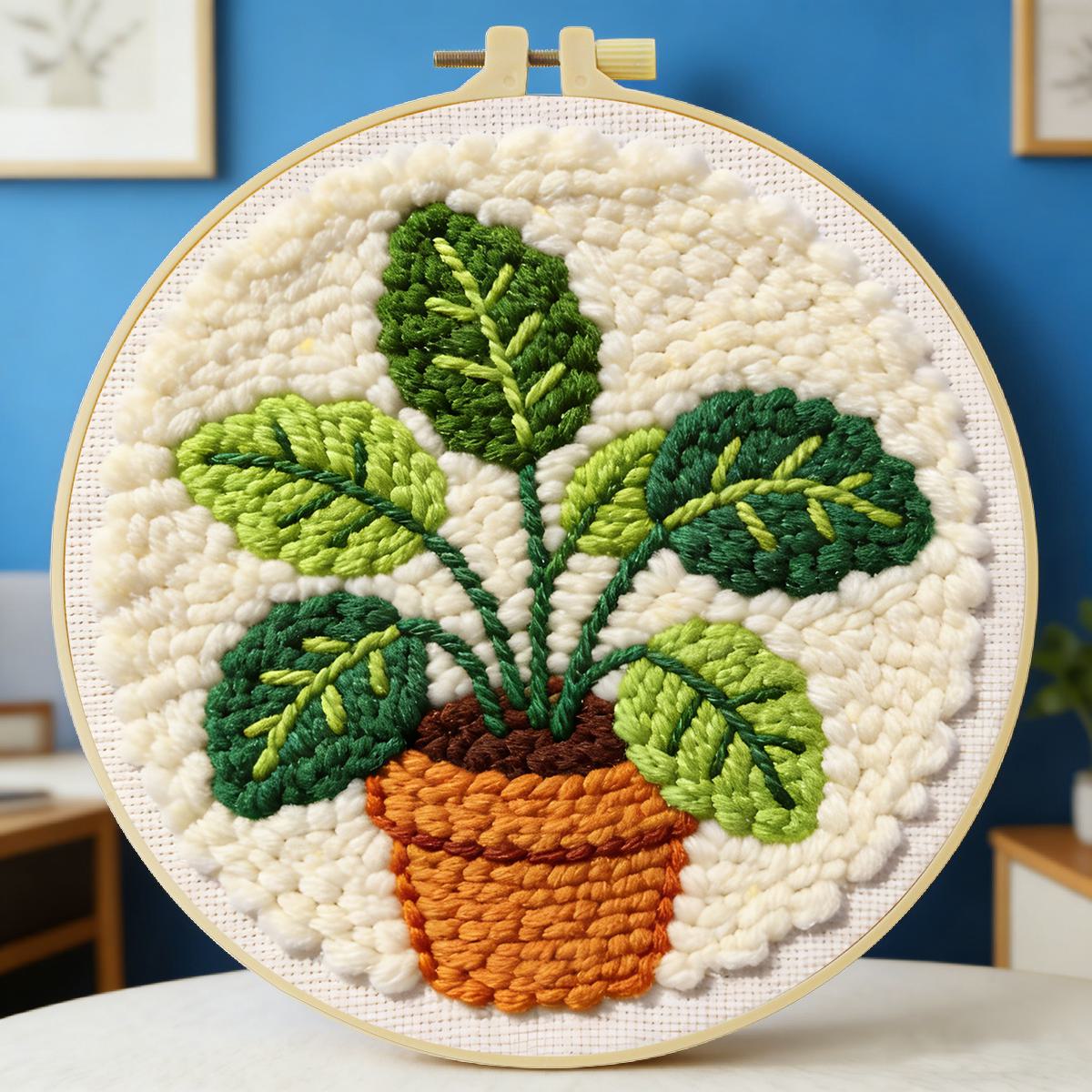 20X20CM/7.87インチ リーフ柄 パンチニードル刺繍 - Is Sewing Textile Art のレビューと価格