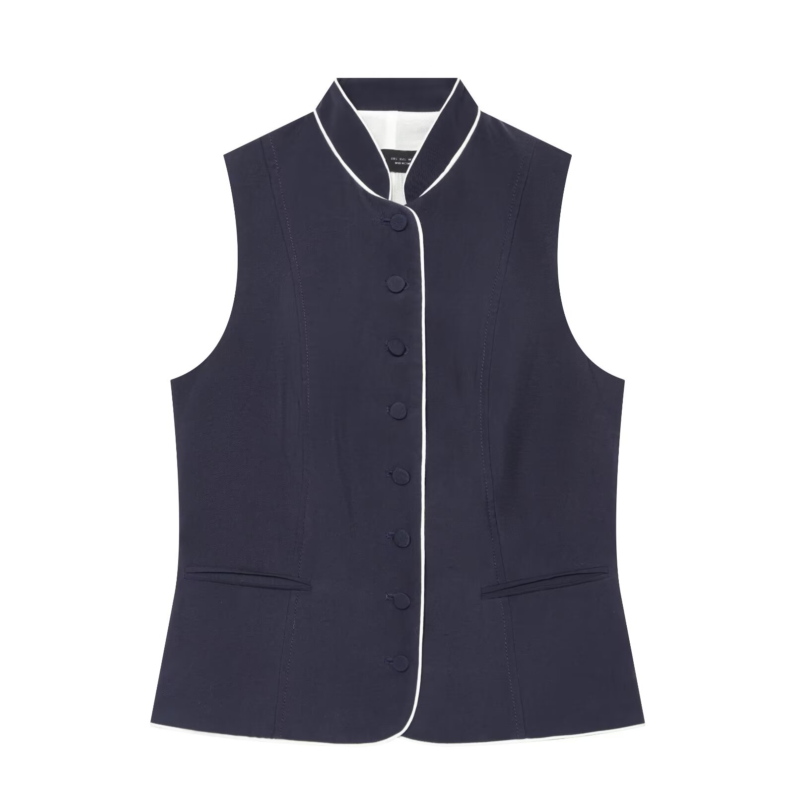 BSAY 女性コントラストスタンドカラーノースリーブシングル - Sewing Vest のレビューと価格