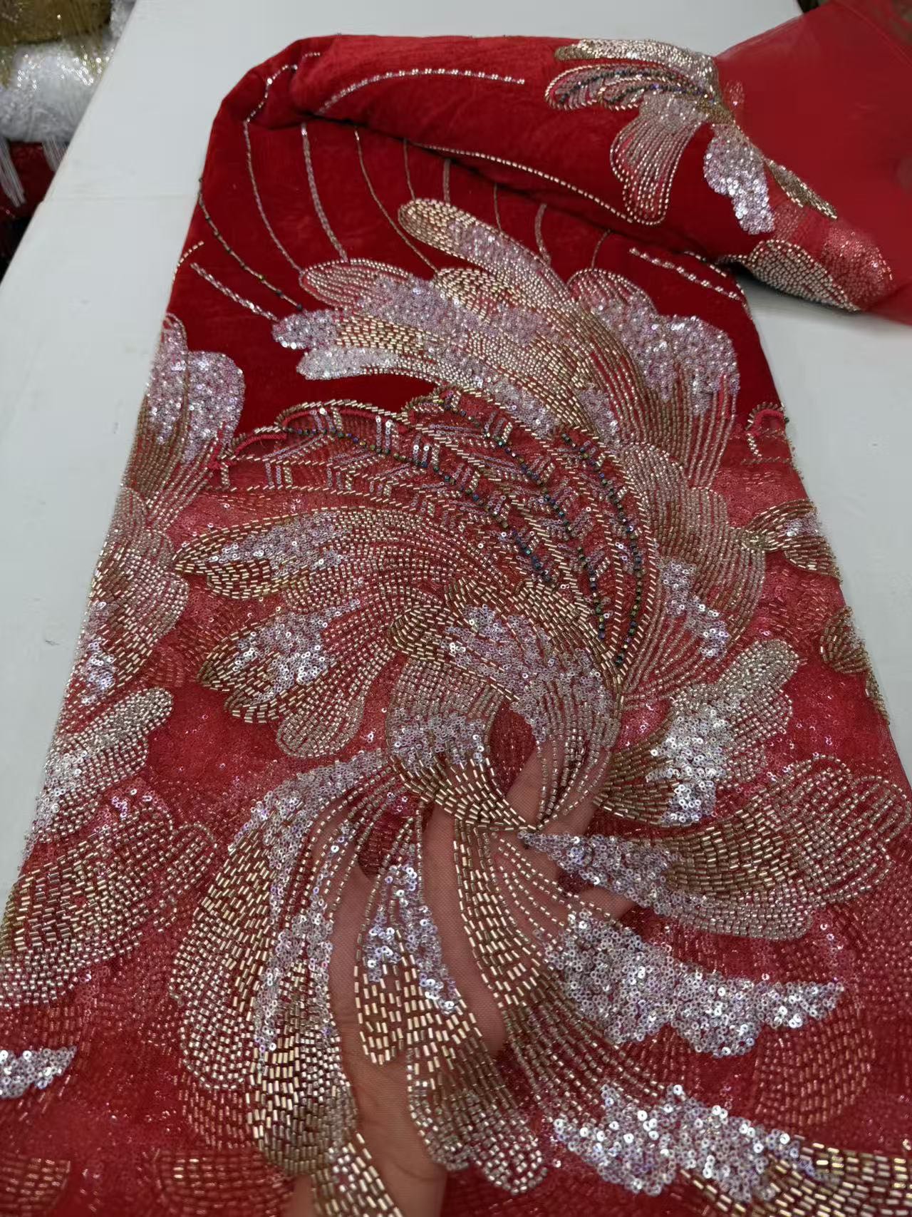 2026年アフリカ産フランス風スパンコールビーズ付きチュール - Sewing Velvet Fabric のレビューと価格