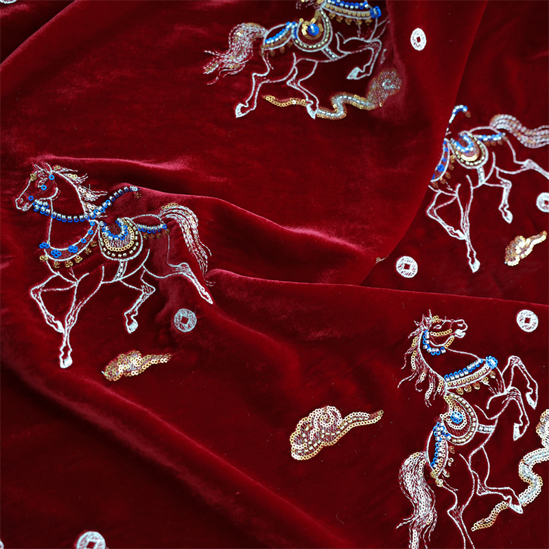 秋/冬厚手シルクベルベットネイルビーズ刺繍サテンコートベスト - Sewing Velvet Fabric のレビューと価格