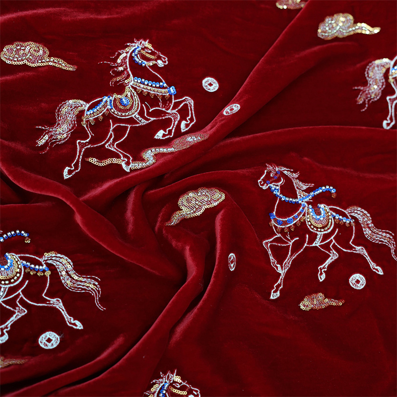 秋/冬厚手シルクベルベットネイルビーズ刺繍サテンコートベスト - Sewing Velvet Fabric のレビューと価格