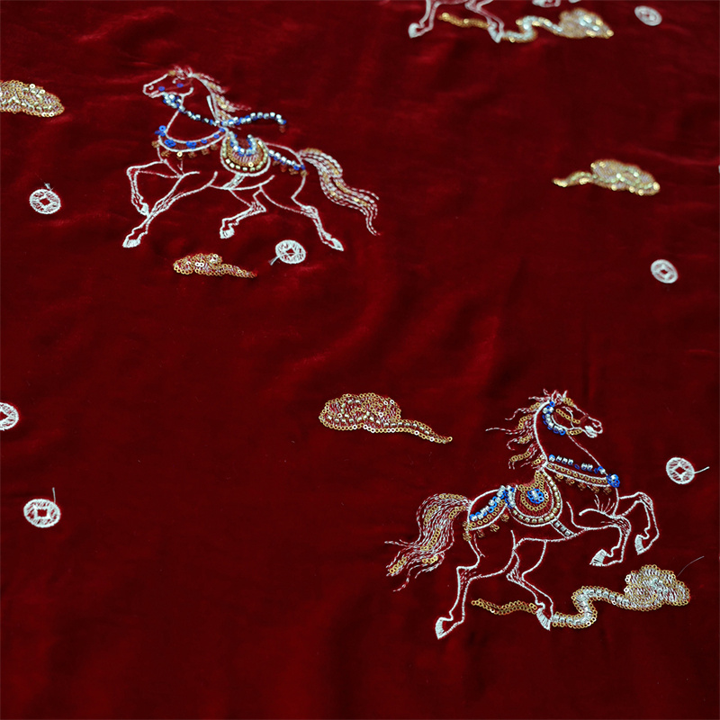 秋/冬厚手シルクベルベットネイルビーズ刺繍サテンコートベスト - Sewing Velvet Fabric のレビューと価格