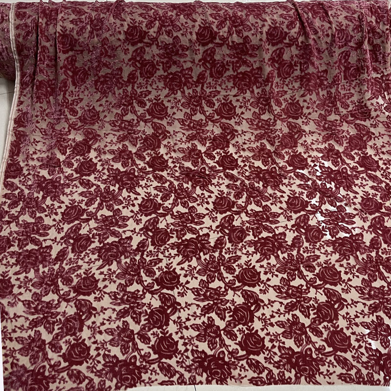 中国風のシルクベルベット生地 - レッドローズカットアウトエ - Sewing Velvet Fabric のレビューと価格
