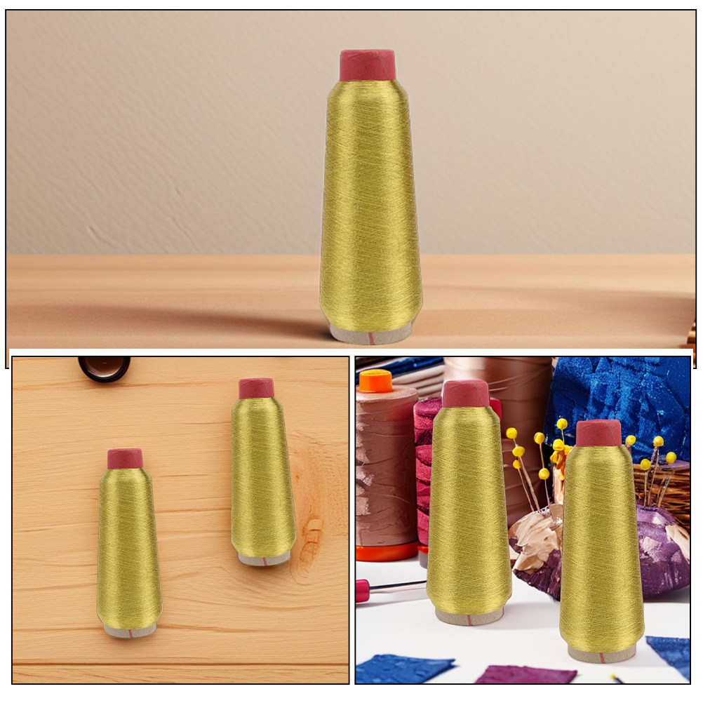 2ロールのミシン刺繍糸 反射性グリッターメタリックゴールド糸 - Sewing Roll のレビューと価格