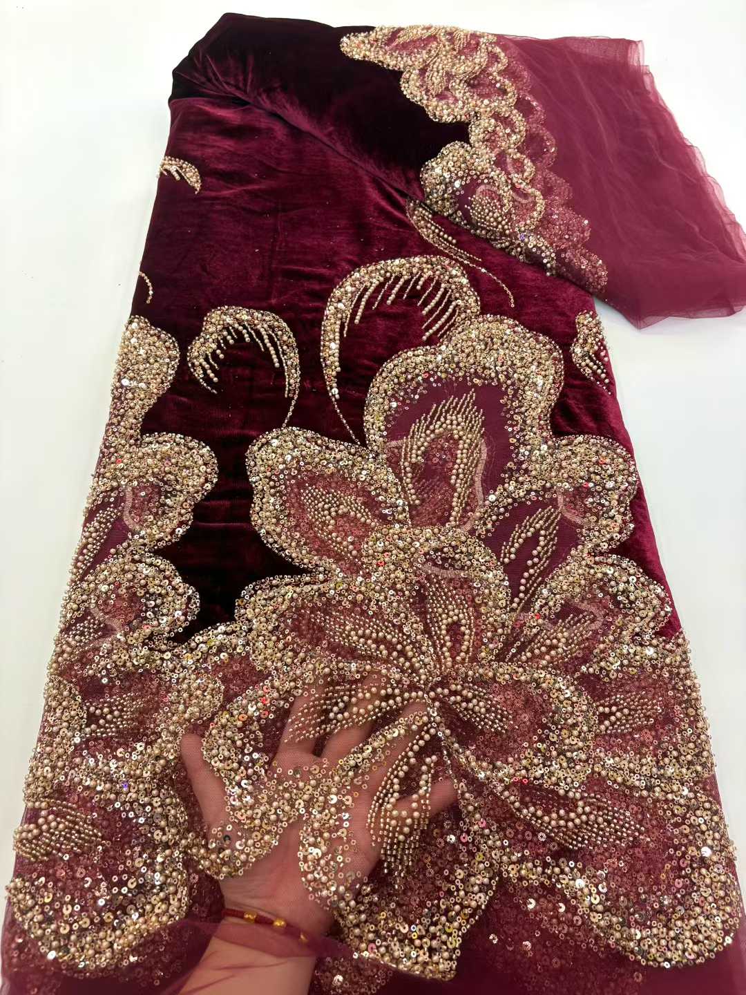 アフリカ産ベルベットビーズ付きヘビーレース生地2026高品質 - Sewing Velvet Fabric のレビューと価格