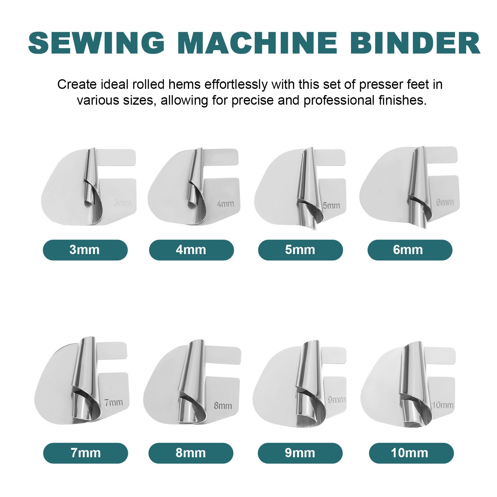 ミシン用ロールヘマーフット1セット ステンレス製プレッサーフ - Sewing Roll のレビューと価格