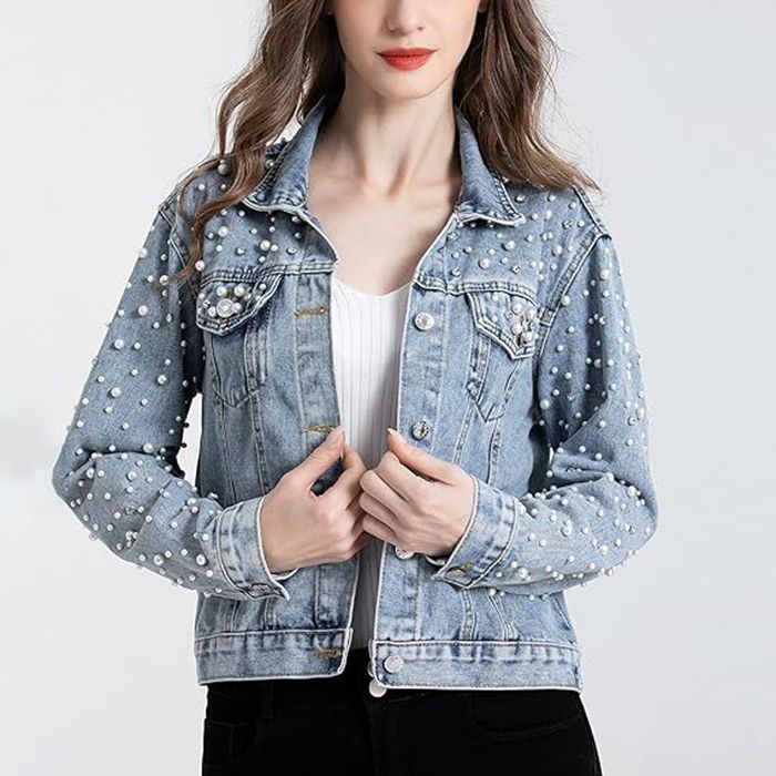春と秋の女性向けニューパールデニムジャケット。レディースカジ - Sewing Jackets のレビューと価格