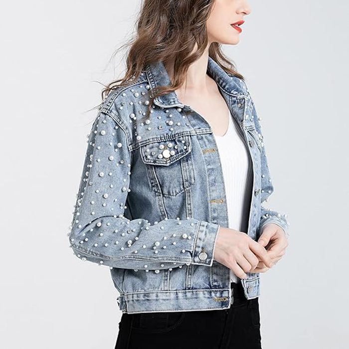春と秋の女性向けニューパールデニムジャケット。レディースカジ - Sewing Jackets のレビューと価格