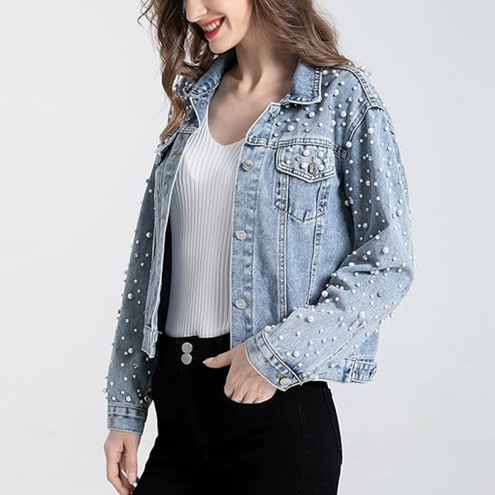 春と秋の女性向けニューパールデニムジャケット。レディースカジ - Sewing Jackets のレビューと価格