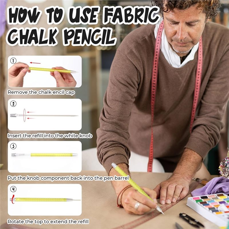 白い詰め替え式ファブリックマーカーと裁縫用チョークペンシルの - Tailor Chalk Marker のレビューと価格