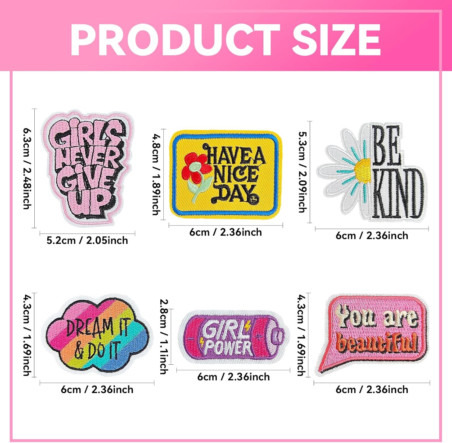 25個入り フレーズアイロンパッチ 帽子用、ガールズパワー刺 - Sewing Jackets のレビューと価格